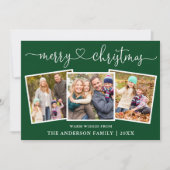 Calligrafie Harde kerst Kerst Groen 3 Foto Feestdagenkaart (Voorkant)