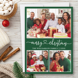 Calligrafie Harde kerst Kerst Groen 3 Foto Feestdagenkaart