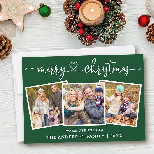 Calligrafie Harde kerst Kerst Groen 3 Foto Feestdagenkaart