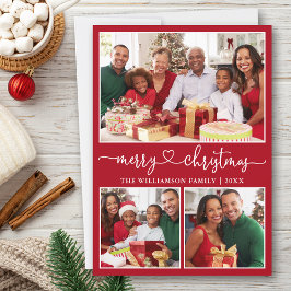 Calligrafie Harde kerst Kerst Rood 3 Foto Feestdagenkaart