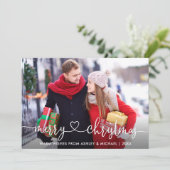 Calligrafie Harde kerstfoto Feestdagenkaart (Staand voorkant)