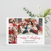 Calligrafie Harde Kerstmis 4 Foto's Feestdagenkaart (Staand voorkant)