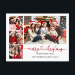 Calligrafie Harde Kerstmis 4 Fotovakantie Briefkaart<br><div class="desc">Moderne kalligrafie Hartscript Vergroende kerst 4 Fotovakantie Briefkaart - Rood</div>