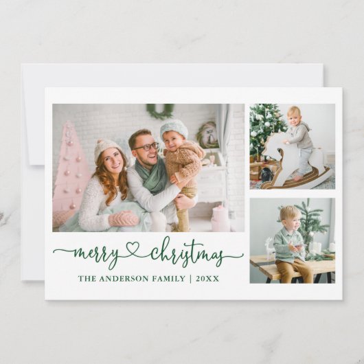 Calligrafie Harde kunst Manuscript Groene Kerstmis Feestdagenkaart (Voorkant)