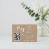 Calligrafie Harde QR Foto Kraft Wedding RSVP Informatiekaartje (Staand voorkant)