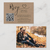 Calligrafie Harde QR Foto Weddenschap Kraft RSVP Informatiekaartje (Voorkant / Achterkant)