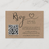 Calligrafie Harde QR Foto Weddenschap Kraft RSVP Informatiekaartje (Voorkant)