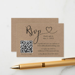 Calligrafie Harde QR Wedding Kraft RSVP Informatiekaartje