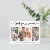 Calligrafie Hart 5 Foto Huwelijk Bedankt Briefkaart (Staand voorkant)