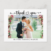 Calligrafie Hart Foto Trouw Dank Je Briefkaart (Voorkant)