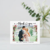 Calligrafie Hart Foto Trouw Dank Je Briefkaart (Staand voorkant)