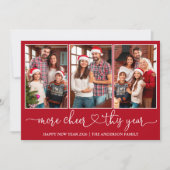 Calligrafie Hart Meer Vrolijk Rood 3 Foto  Feestdagenkaart (Voorkant)