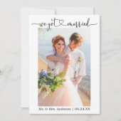 Calligrafie-hart We hebben gehuwd fotohuwelijk Aankondiging (Voorkant)