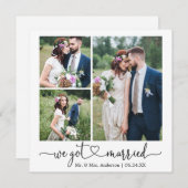 Calligrafie-hart We hebben huwelijk 3 foto Aankondiging (Voorkant / Achterkant)