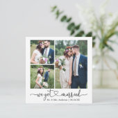 Calligrafie-hart We hebben huwelijk 3 foto Aankondiging (Staand voorkant)