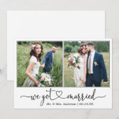 Calligrafie-hart We zijn getrouwd met 2 foto-bruil Aankondiging (Voorkant / Achterkant)