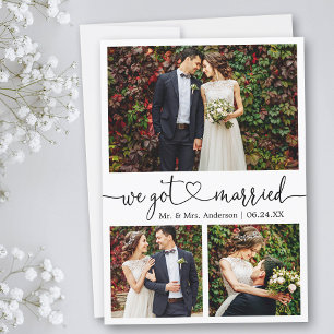 Calligrafie-hart We zijn getrouwd met 3 foto's huw Aankondiging