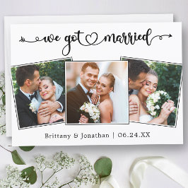 Calligrafie-hart We zijn getrouwd met 3 foto's huw Aankondiging