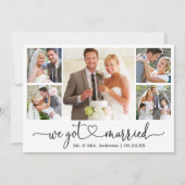 Calligrafie-hart We zijn getrouwd met 5 foto-bruil Aankondiging (Voorkant)