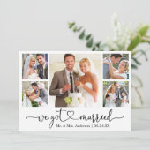 Calligrafie-hart We zijn getrouwd met 5 foto-bruil Aankondiging (Staand voorkant)