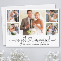 Calligrafie-hart We zijn getrouwd met 5 foto-bruil