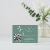 Calligrafie Hart Weddenschap QR RSVP Eucalyptus Gr Informatiekaartje (Staand voorkant)