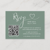 Calligrafie Hart Weddenschap QR RSVP Sage Green Informatiekaartje (Voorkant)