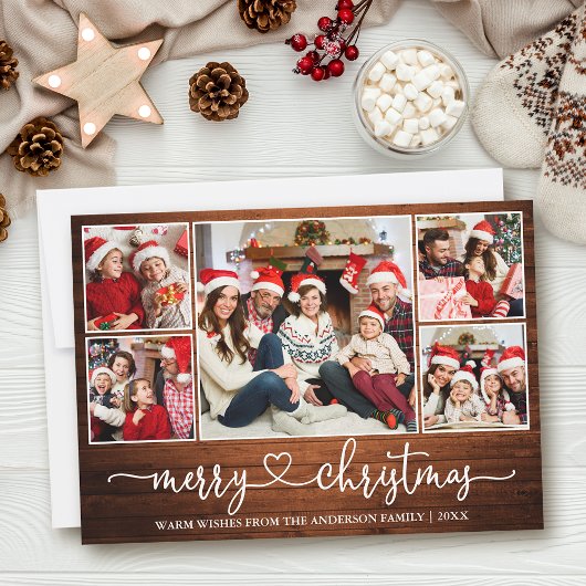 Calligrafie Hart Wood 5 Kerstmis Feestdagenkaart