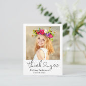 Calligrafie Hartart Afstuderen vierkant Foto Dank  Briefkaart (Staand voorkant)