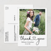Calligrafie Hartelijk dank Je bruiloft Foto Briefkaart (Voorkant / Achterkant)