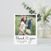 Calligrafie Hartelijk dank Je bruiloft Foto Briefkaart (Staand voorkant)