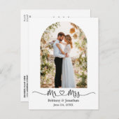 Calligrafie Hartelijk dank, mevrouw Arch Wedding Briefkaart (Voorkant / Achterkant)