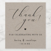 Calligrafie Hartelijk dank voor de printbruiloft v Wijn Etiket (Enkel label)