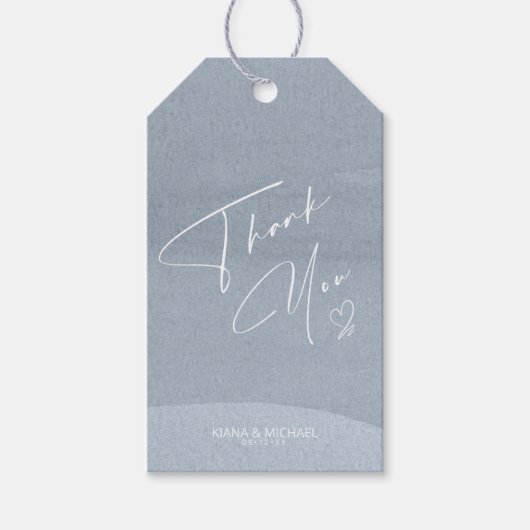 Calligrafie Hartelijk dank voor uw robuuste blauwe Cadeaulabel (Voorkant)