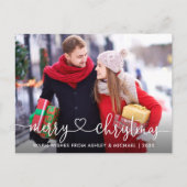 Calligrafie Hartelijk feest kerstfoto's feestdag Briefkaart (Voorkant)