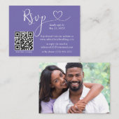 Calligrafie Hartfoto Beriwinkle QR RSVP Informatiekaartje (Voorkant / Achterkant)