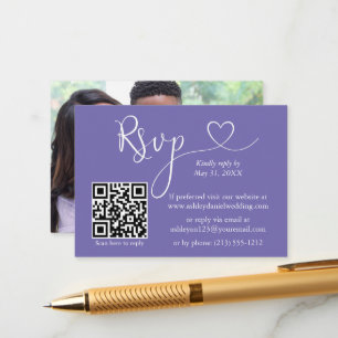 Calligrafie Hartfoto Beriwinkle QR RSVP Informatiekaartje