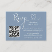Calligrafie Hartfoto Bindend Dusty Blue QR RSVP Informatiekaartje (Voorkant)