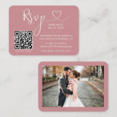 Calligrafie Hartfoto Bindend Roos RSVP QR Informatiekaartje (Voorkant / Achterkant)