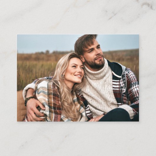 Calligrafie Hartfoto Bindende Taupe QR RSVP Informatiekaartje (Achterkant)