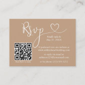 Calligrafie Hartfoto Bindende Taupe QR RSVP Informatiekaartje (Voorkant)