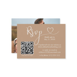Calligrafie Hartfoto Bindende Taupe QR RSVP Informatiekaartje