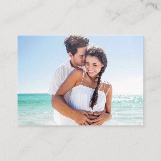 Calligrafie Hartfoto Blauwgroen QR RSVP Informatiekaartje (Achterkant)