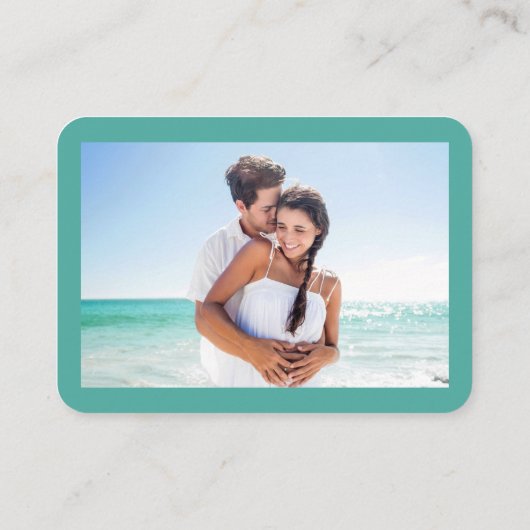 Calligrafie Hartfoto Blauwgroen RSVP QR Informatiekaartje (Achterkant)