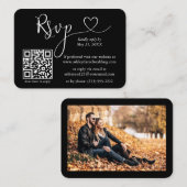 Calligrafie Hartfoto Buwsport Black RSVP QR Informatiekaartje (Voorkant / Achterkant)