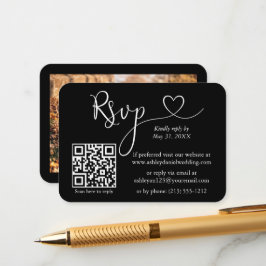 Calligrafie Hartfoto Buwsport Black RSVP QR Informatiekaartje
