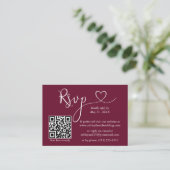 Calligrafie Hartfoto Buwsport Burgundy QR RSVP Informatiekaartje (Staand voorkant)