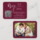 Calligrafie Hartfoto Buwsport Burgundy RSVP QR Informatiekaartje (Voorkant / Achterkant)