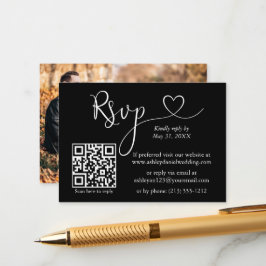 Calligrafie Hartfoto QR RSVP Weddenschap Informatiekaartje