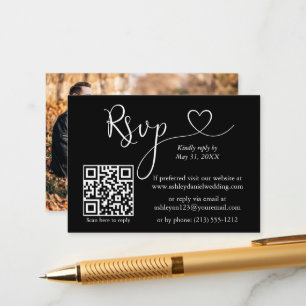 Calligrafie Hartfoto QR RSVP Weddenschap Informatiekaartje